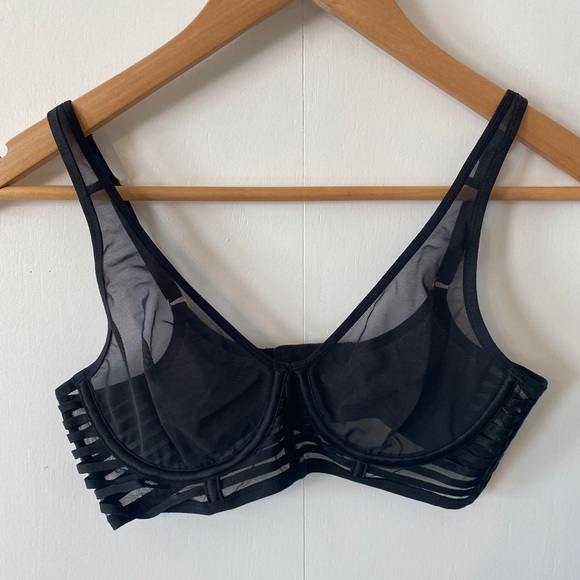 Victoria’s Secret Unlined Mesh Full-Coverage Plunge Bra: 34C, Black